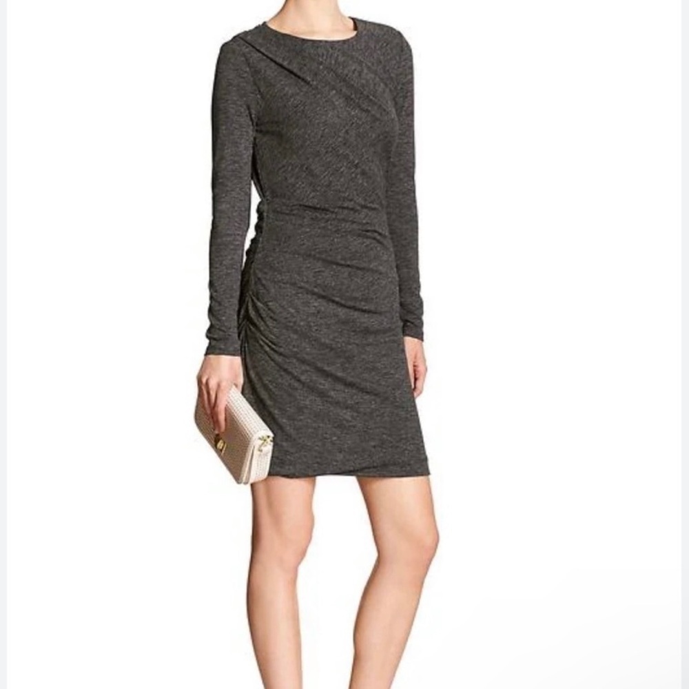 NWT $90 Banana Republic Dark Gray Charcoal‎ Ruched Jersey Mini Bodycon Dress